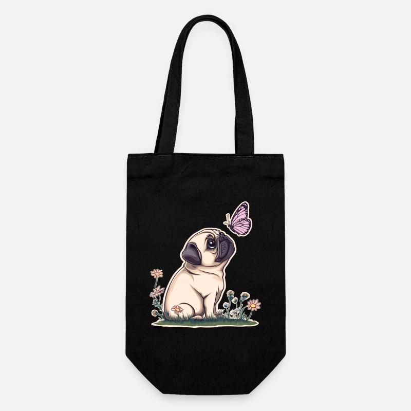 Carlin avec papillon - Sac à bouteille - noir