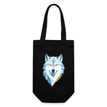 Wolf Vektor Kunst mit lebendigen Farben Illustration - Geschenkbeutel für Flaschen - Schwarz - Vorne
