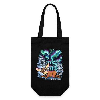Northern Lights - Moose - Aurora Borealis - Gift Bag for Bottles - black - Front