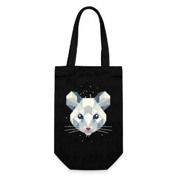 Geometric Snow Mouse – Winter Animal Portrait - Gift Bag for Bottles - black - Front