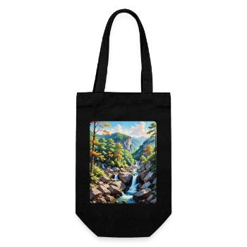Serene Mountain Waterfall Landscape - Gift Bag for Bottles - black - Front