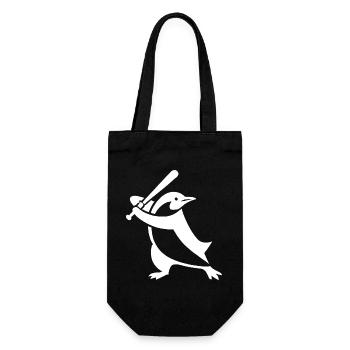 Pinguin Baseball Spieler Silhouette minimalistisch - Geschenkbeutel für Flaschen - Schwarz - Vorne