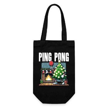 Tischtennis Weihnachtsbaum Kostüm Tannenbaum - Geschenkbeutel für Flaschen - Schwarz - Vorne