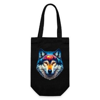 Wolf - Geschenkbeutel für Flaschen - Schwarz - Vorne