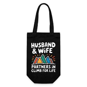 Humorous Mountaineer Couple Design - Gift Bag for Bottles - black - Front