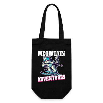 Meowtain Adventure – Skiing Cat - Gift Bag for Bottles - black - Front