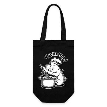 Hippopotame mignon préparant un repas - « Miam ! » Concevoir - Sac à bouteille - noir - Devant