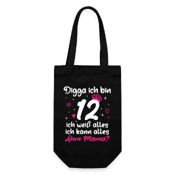 12th Birthday Girl Digga I'm 12 - Gift Bag for Bottles - black - Front