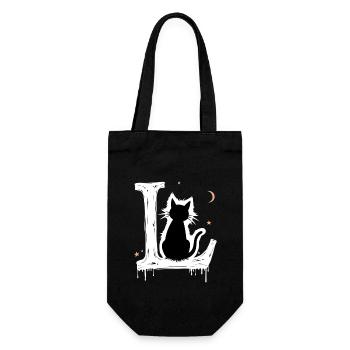 Lettre L avec chat - Sac à bouteille - noir - Devant