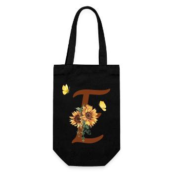 Buchstabe e Sonnenblume Schmetterling - Geschenkbeutel für Flaschen - Schwarz - Vorne