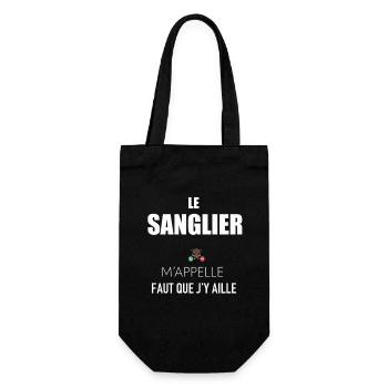Sanglier Chasseur Chasse Homme Cadeau Humour Fusil - Sac à bouteille - noir - Devant