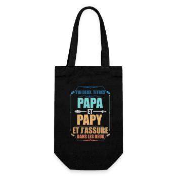 Two Papa J'Ai and Grandpa Titles Grandpa - Gift Bag for Bottles - black - Front