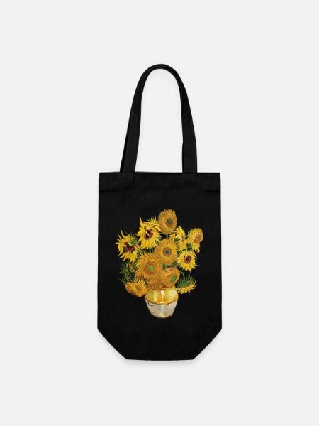 Sonnenblumen van Gogh - Geschenkbeutel für Flaschen - Schwarz