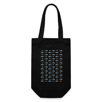 Minimalist Sardines and Waves Pattern for Summer - Gift Bag for Bottles - black - Front
