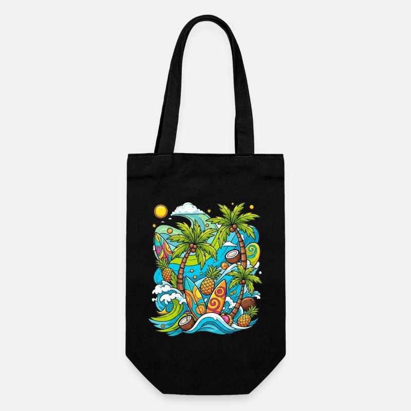 Modèle de vacances tropicales - Sac à bouteille - noir
