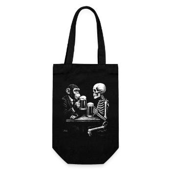 Humorous Skeleton and Monkey Beer Toast - Gift Bag for Bottles - black - Front