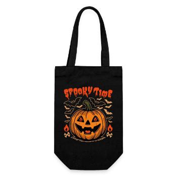 Spooky Time - Citrouille orange mignonne et chauves-souris - Sac à bouteille - noir - Devant