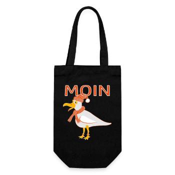 Funny seagull with cap - Gift Bag for Bottles - black - Front