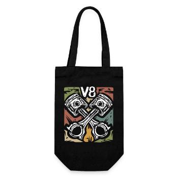V8 Retro Pistons – Muscle Car &amp; Biker - Gift Bag for Bottles - black - Front