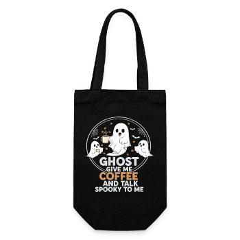 Spooky Ghost with Coffee and Chat Design - Gift Bag for Bottles - black - Front