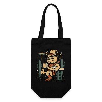 Western Bulldog Cowboy with Hat and Cactus - Gift Bag for Bottles - black - Front
