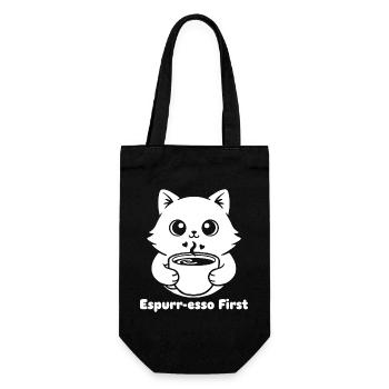 CatCoffee Kawaii Illustration - Sac à bouteille - noir - Devant