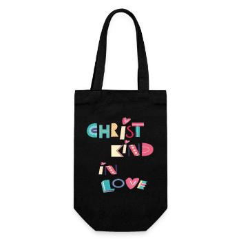 Christkind in Love - Geschenkbeutel für Flaschen - Schwarz - Vorne