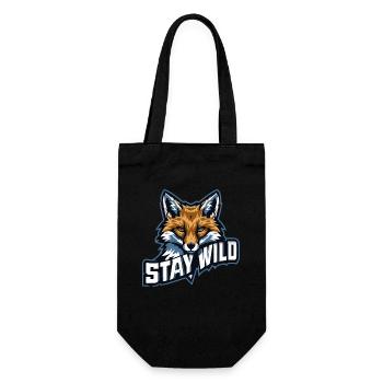 STAY WILD – Natur & Abenteuer Motiv - Geschenkbeutel für Flaschen - Schwarz - Vorne