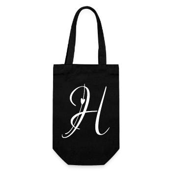 Letter H Initial Alphabet Monogram Pocket Face - Gift Bag for Bottles - black - Front