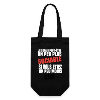 Geschenkidee Humor Lustig Ich wäre geselliger - Geschenkbeutel für Flaschen - Schwarz - Vorne