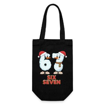 6 7 Meme Weihnachten Lustig Sechs Sieben Geschenk - Geschenkbeutel für Flaschen - Schwarz - Vorne