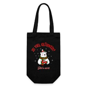 Weihnachten Glühwein Humor Eisbär Spruch - Geschenkbeutel für Flaschen - Schwarz - Vorne