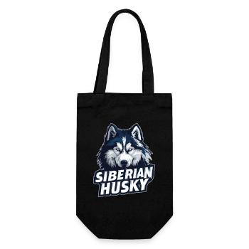 Siberian Husky Head Illustration - Gift Bag for Bottles - black - Front