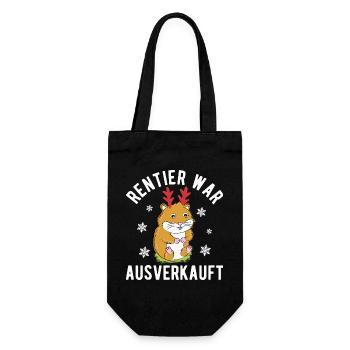 Lustiger Hamster Rentier war Ausverkauft  - Geschenkbeutel für Flaschen - Schwarz - Vorne