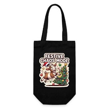Festive Chaos Mode Ziegenweihnacht - Geschenkbeutel für Flaschen - Schwarz - Vorne