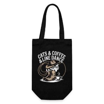 Cat Coffee Line Dance - Gift Bag for Bottles - black - Front