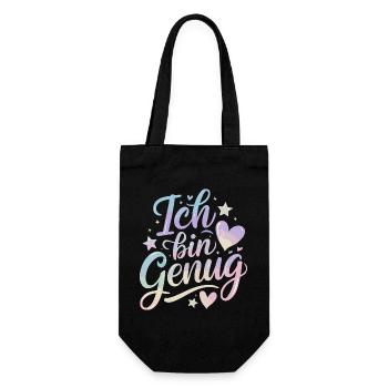  Ich Bin Genug Pastell Selflove Selbstliebe - Geschenkbeutel für Flaschen - Schwarz - Vorne
