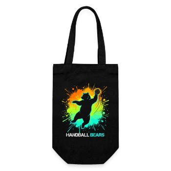 Handball Bär Kinder Sport Tier Handballer Motiv - Geschenkbeutel für Flaschen - Schwarz - Vorne