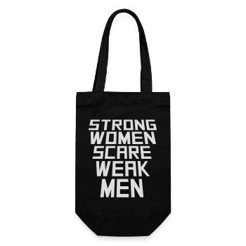 Strong Women Scare Weak Men Selbstbewusst Feminist - Geschenkbeutel für Flaschen - Schwarz - Vorne