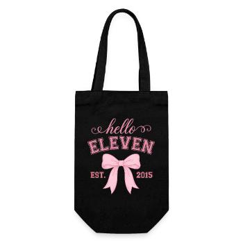 Hello Eleven Est 2015 Pink Bow Design - Gift Bag for Bottles - black - Front