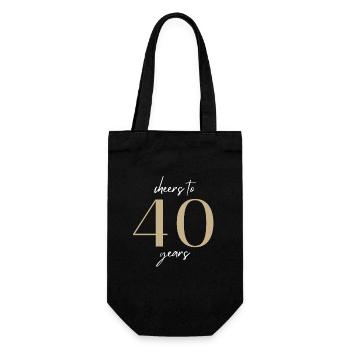 cheers to 40 years 40 Geburtstag Mann Frau Kollege - Geschenkbeutel für Flaschen - Schwarz - Vorne