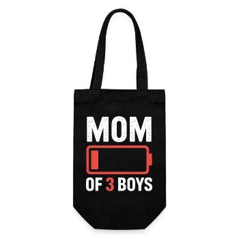 Mutter von 3 Jungen Batterie - Geschenkbeutel für Flaschen - Schwarz - Vorne