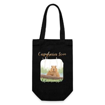 T-Shirt-Design „Capybara Love“ - Geschenkbeutel für Flaschen - Schwarz - Vorne
