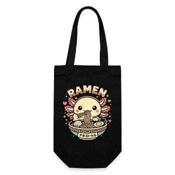 Axolotl Ramen Nudeln Kawaii Geschenk Süß - Geschenkbeutel für Flaschen - Schwarz - Vorne