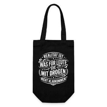 Realität ist was für Leute Spruch Humor - Geschenkbeutel für Flaschen - Schwarz - Vorne