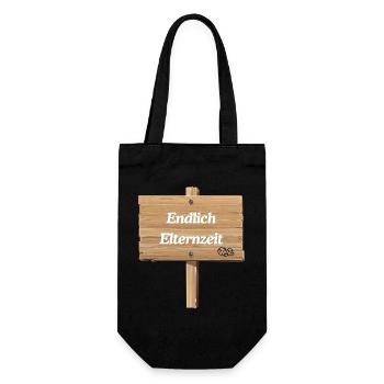 Endlich Elternzeit - Geschenkbeutel für Flaschen - Schwarz - Vorne