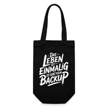 Das Leben is einmalig - Kein Backup - Geschenkbeutel für Flaschen - Schwarz - Vorne
