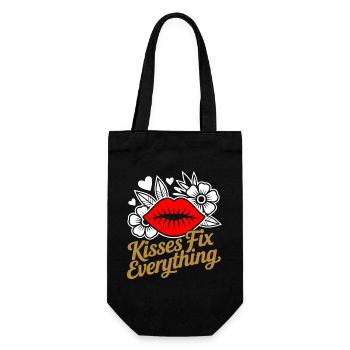 Kisses heal everything - Gift Bag for Bottles - black - Front