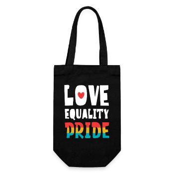 LGBTQ-Pride-Monat – Liebe. Gleichheit. Stolz - Geschenkbeutel für Flaschen - Schwarz - Vorne