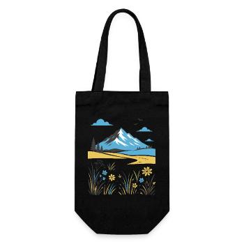 Mountain landscape with flowering meadows - Gift Bag for Bottles - black - Front